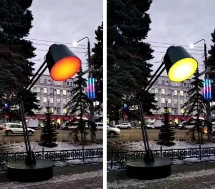 У Публичной библиотеки включили гигантские настольные лампы